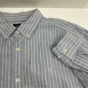 Charles Tyrwhitt Grey Gray‎ White Striped  Button Front Shirt Classic XL *FLAWED